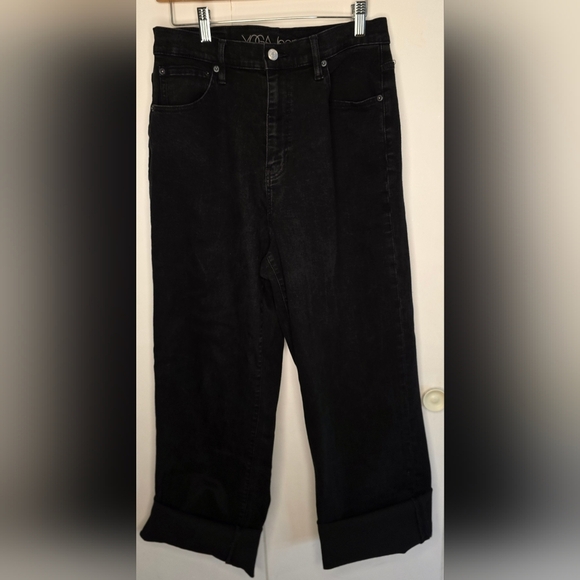 Black  High Waisted Straight Leg Yoga Jeans 33 Waist,  Long Leg. Women's - Picture 1 of 16